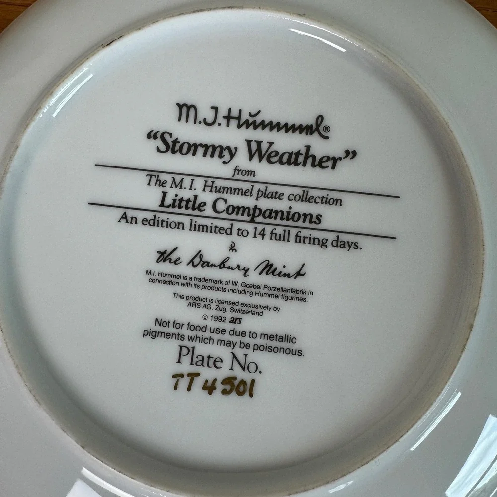 Hummel Little Companions Plate Set of 5 1992 Stormy Weather Surprise
